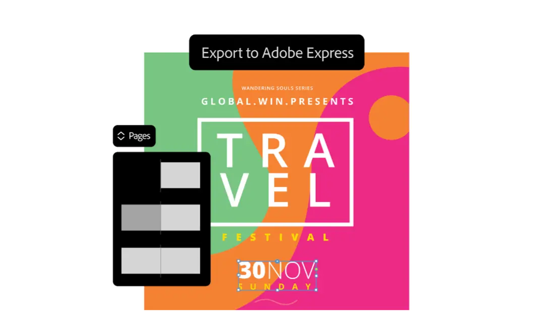 Interface Indesign vers Adobe Express